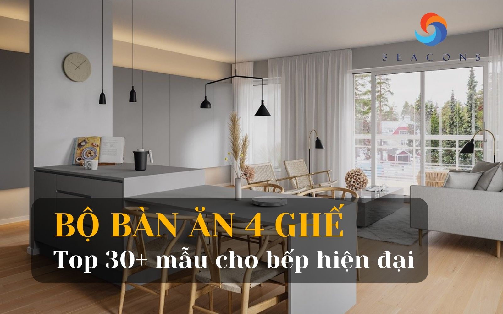 Bộ bàn ăn 4 ghế đẹp sang trọng cho nhà bếp hiện đại